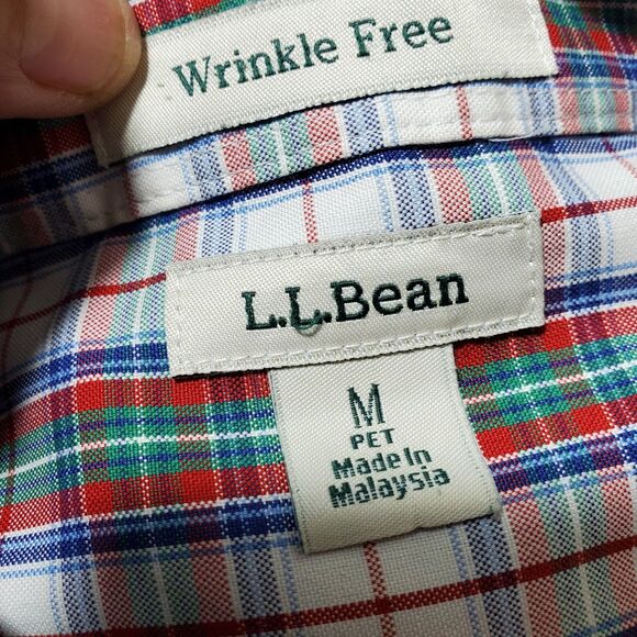 L L BEAN Womens Button TOP 3/4 Sleeve PLAID Wrinkle Free Size MP - Picture 5 of 8